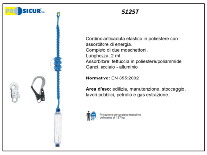 5125T - Cordino singolo anticaduta    con assorbitore en 355