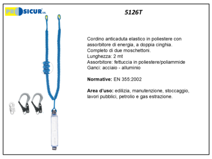 5126T - Cordino doppio anticaduta     con assorbitore en 355