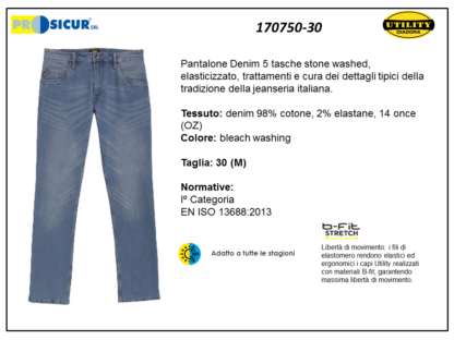 Pantalone denim 5 tasche elasticizzato tg 30/m