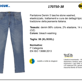 Pantalone denim 5 tasche elasticizzato tg 38/xl-xxxl