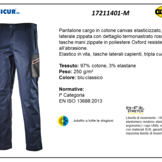 Pantalone cargo cotone/elastan250gr tascone laterali blu