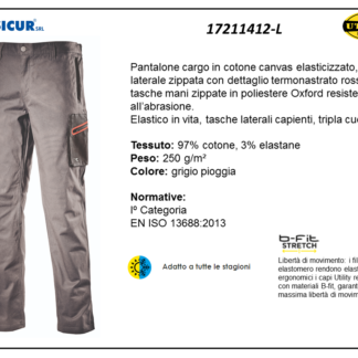 Pantalone cargo cotone/elastan250gr tascone laterali grigio