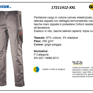 Pantalone cargo cotone/elastan250gr tascone laterali grigio