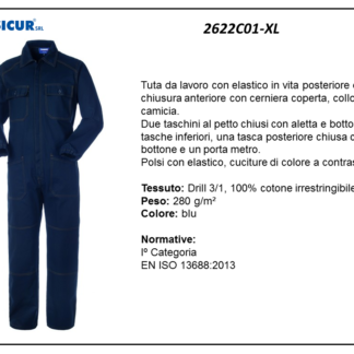 Tuta 100%cotone irrestringib. cuciture a contrasto blu