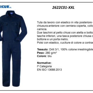 Tuta 100%cotone irrestringib. cuciture a contrasto blu