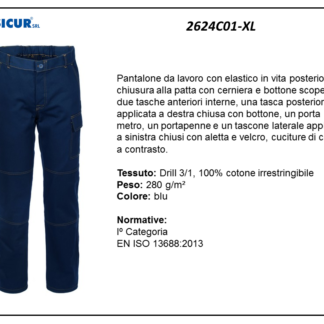 Pantalone 100%cotone irrestr. cuciture a contrasto blu