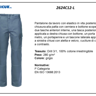 Pantalone 100% cotone irrestr.cuciture a contrasto grigio