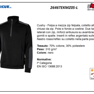 Felpa 70%cotone 30%pes 310gr mezza zip nero