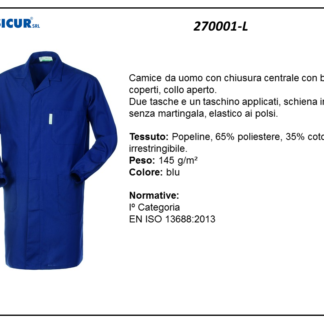 Camice 65%poliestere 35%cotonec/bottoni coperti blu