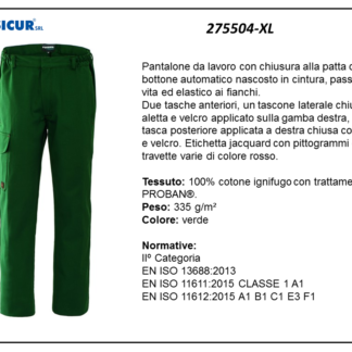 Pantaloni cot. ignifugo verde