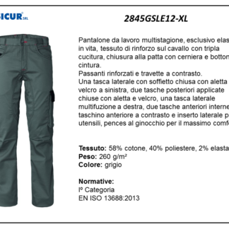 Pantalone 58%cot.40%pes2%elastmultitasca grigio/nero