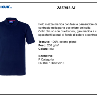 Polo 100% cotone pique m/c blu