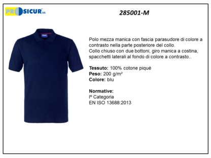 Polo 100% cotone pique m/c blu