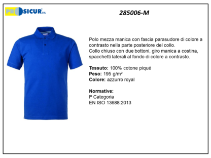 Polo 100% cotone pique m/c royal