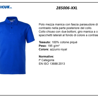 Polo 100% cotone pique m/c royal