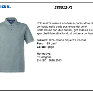 Polo 100% cotone pique m/c grigio