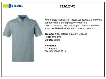 Polo 100% cotone pique m/c grigio