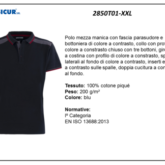 Polo 100% cotone pique m/c inserti a contrasto blu