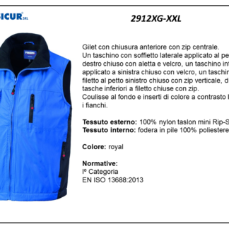 Gilet 100% nylon multitasche rip-stop royal/nero