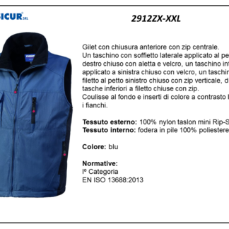 Gilet 100% nylon multitasche rip-stop blu/nero