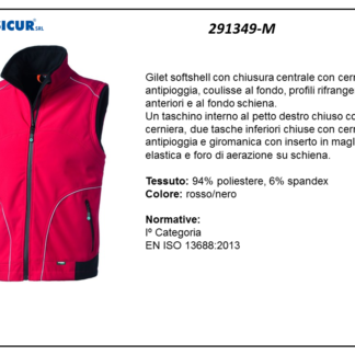 Gilet softshell 94%poliestere 6%spandex rosso/nero