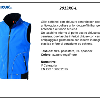 Gilet softshell 94%poliestere 6%spandex royal/nero