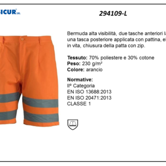 Bermuda av 60% cotone 40% pes bande rifrangenti arancio