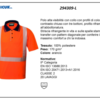 Polo av 100% poliestere collo a contrasto arancio