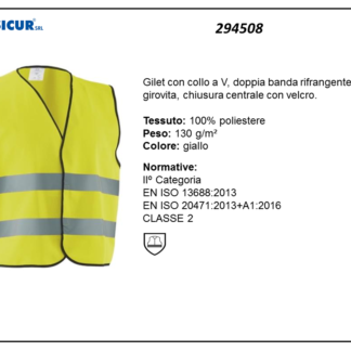 Gilet av 100% pes chiusura con velcro giallo