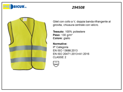 Gilet av 100% pes chiusura con velcro giallo