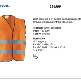 Gilet av 100% pes chiusura con velcro arancio