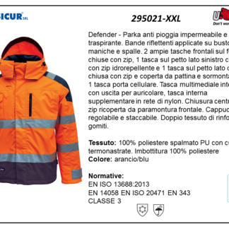 Parka av 100% pes spalmato pu imbott.100% pes arancio/blu