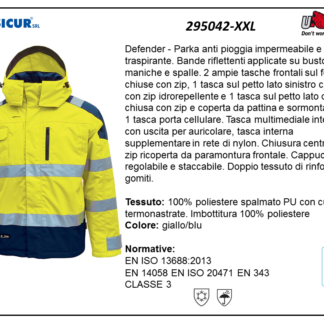 Parka av 100% pes spalmato pu imbott.100% pes giallo/blu