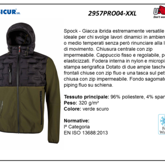 Spock-giacca polieste/spandex fodera micropile verde scuro