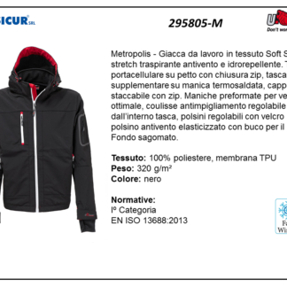 Giacca softshell 95%pes4%elastcappuccio c/zip nero