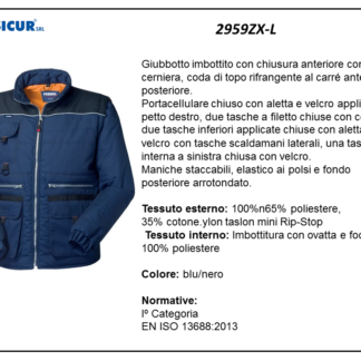 Giubbotto 65%poliest.35%cotoneimbot.maniche stac.blu/nero