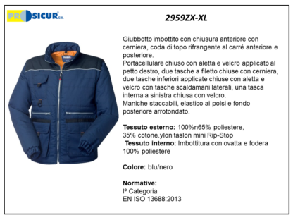 Giubbotto 65%poliest.35%cotoneimbot.maniche stac.blu/nero