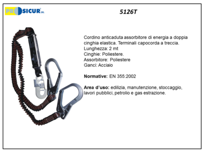 Cordino doppio anticaduta con assorbitore en 355