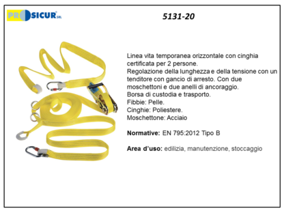 Linea vita temporanea 20 mt en 795:2012 tipo b