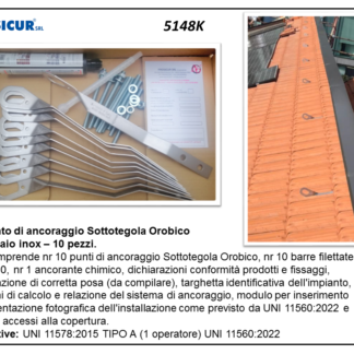 Kit sottotegola orobico inox uni11578:2015 tipo a - 10 pz