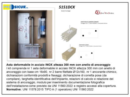 Asta deformabile acciao inox h.30 uni11578:2015 tipo a