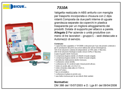 Valigetta pronto soccorso per mezzi trasporto o az.fino 2pax