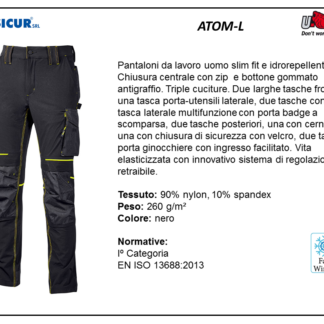 Pantalone nylon/spandex 280gr slim fit multitasca nero