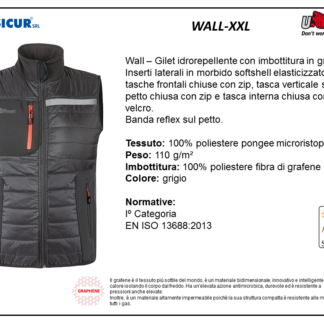 Gilet 100%pes imbottito in grafene banda reflex grigio