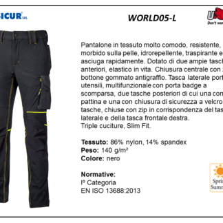 Pantalone nylon/spandex 140gr slim fit multitasca nero