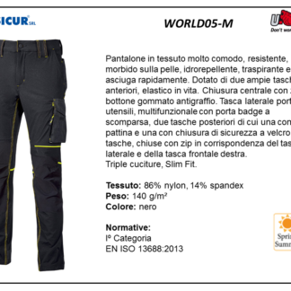 Pantalone nylon/spandex 140gr slim fit multitasca nero