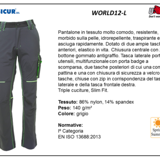 Pantalone nylon/spandex 140gr slim fit multitasca grigio