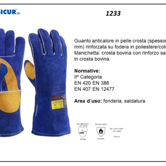 Guanto pelle crosta bovino cuciture kevlar l 35cm