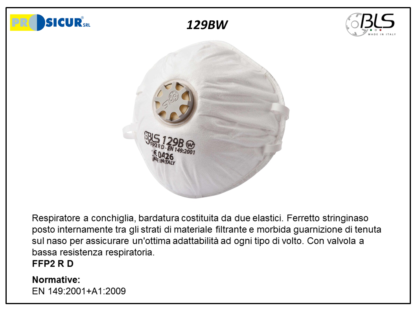 Respiratore a coppa c/valvola ffp2 r d