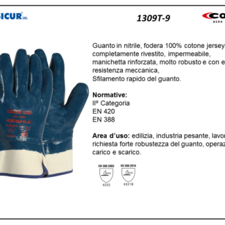 Guanto fodera cot.jersey tuttoricoperto nitrile c/manichetta